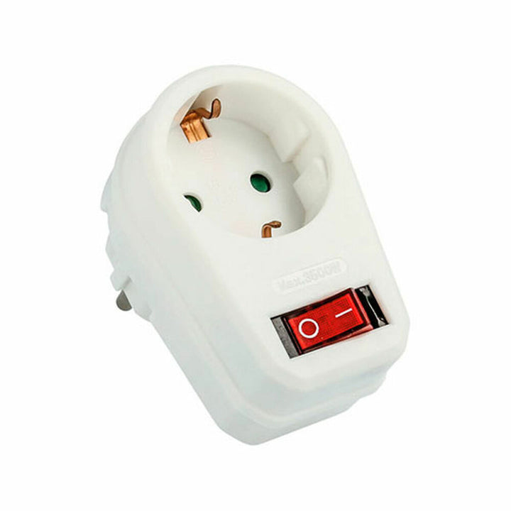 Weißer Ethernet-Verteiler NIMO Stecker/Steckdose mit rotem Ein-/Ausschalter für einfache Bedienung.