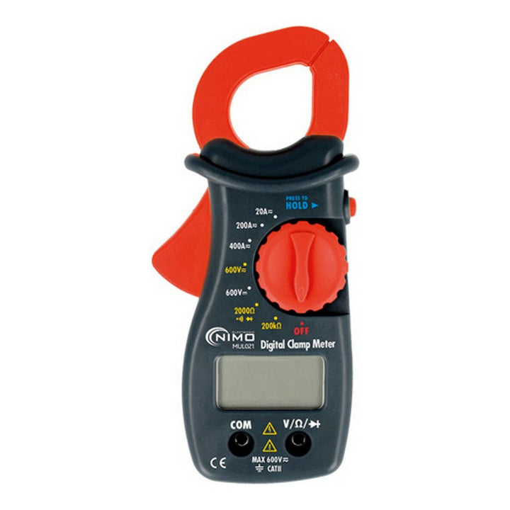 Das NIMO 600V Multimeter ist ein digitales Zangenmessgerät mit roter Klemme und Display.
