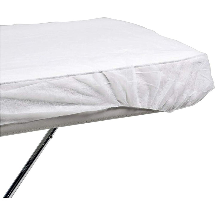 Weißes Spannbetttuch 95 x 220 cm. Elastische Kanten für festen Halt.