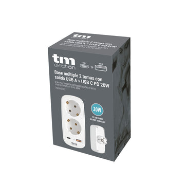 TM Electron Mehrfachsteckdose mit USB-A/C und 2 Steckdosen für vielseitige Stromversorgung.