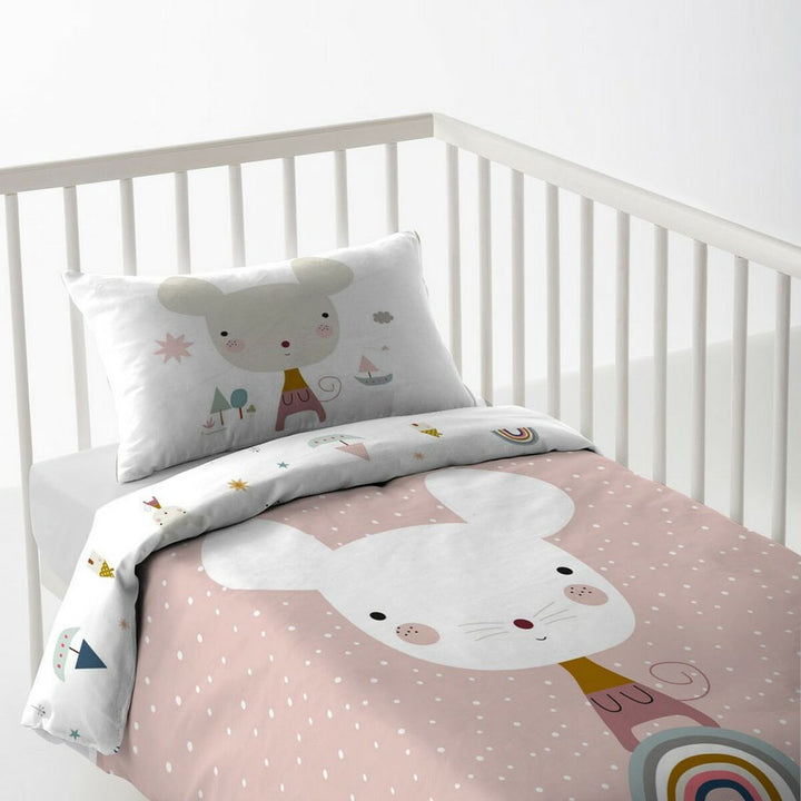 Rosa Bettwäsche mit Hasenmotiv. Haciendo el Indio Magic Dragon Bettdeckenbezug für Babybett.