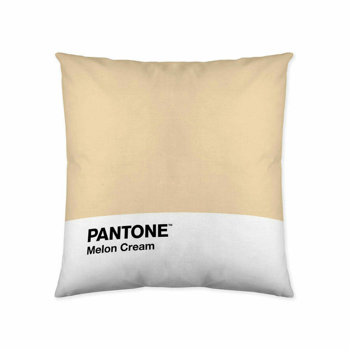 Kissenbezug Melon Cream Pantone, zweifarbige Design. Pantone Logo auf dem Kissen.