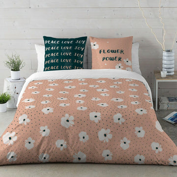 Popcorn Suri King Size Bettbezug mit Blumenmuster. Schlafzimmer-Dekor mit Peace Love Joy Kissen.