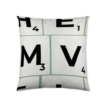 Naturals Scrabble Kissenbezug (50x50 cm) mit Buchstaben-Fliesen Design.
