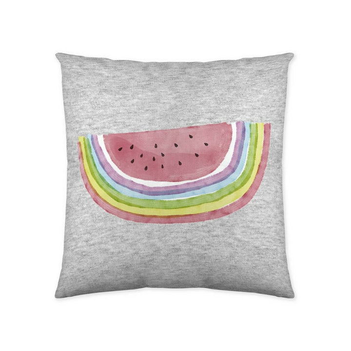 Grauer Kissenbezug mit bunter Wasserfarben-Wassermelone. Naturals Sweet Cherry Kissen.