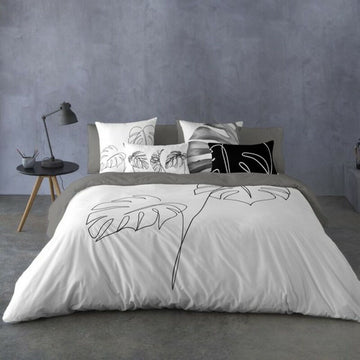 Bettdeckenbezug Naturals mit Monstera-Blatt Design. Minimalistisch und modern für Schlafzimmer.