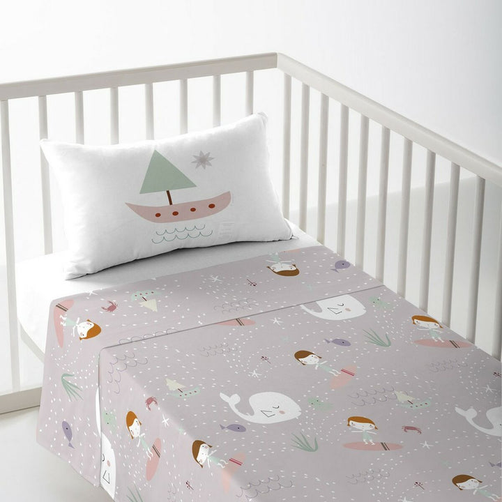 Haciendo el Indio Surf Bettwäsche-Set. Babybett-Set mit Walen und Surf Motiven.