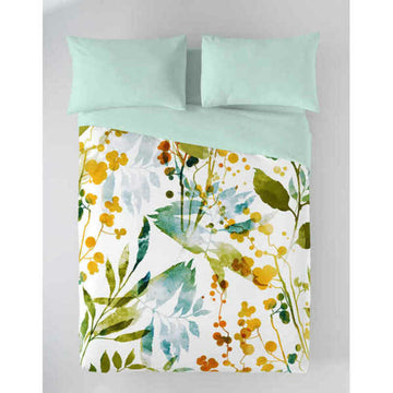 Bettdeckenbezug Naturals Calpe mit floralem Design in Grün, Gelb und Blau. Inklusive Kissenbezüge.