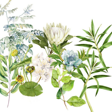 Naturals Siara Bettdeckenbezug mit botanischem Blumenmuster in Grün-, Weiß- und Blautönen.