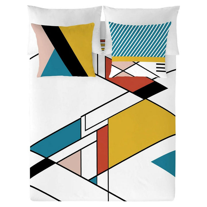 Bettdeckenbezug Cenit mit geometrischem Muster. Naturals Doppelbettwäsche-Set mit bunten Farben.