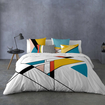 Bettdeckenbezug Cenit (220x220 cm) mit modernem, geometrischem Muster. Naturals Double Size.
