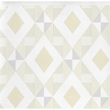 Bettdeckenbezug Vanilla mit geometrischem Muster in Weiß, Beige und Grau.