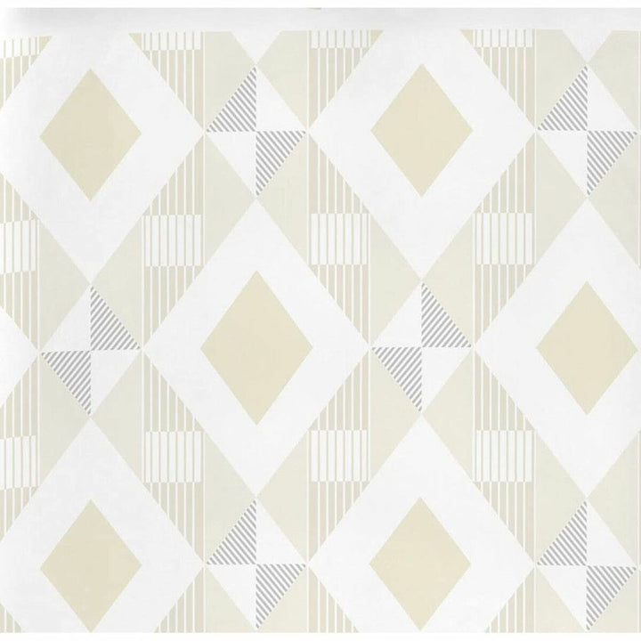 Bettdeckenbezug Vanilla mit geometrischem Muster in Weiß, Beige und Grau.