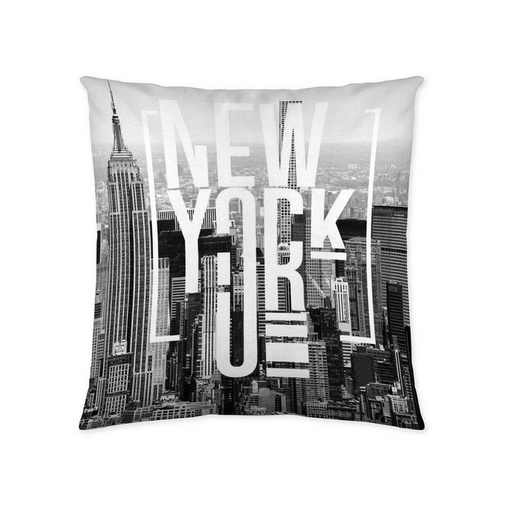 Kissenbezug mit New York Skyline Druck. Deko Kissen mit Wolkenkratzer Stadtbild.