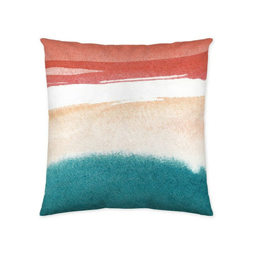 Naturals Dilara Kissenbezug mit Aquarell-Design in Rot, Beige und Türkis. Dekoratives Kissen.