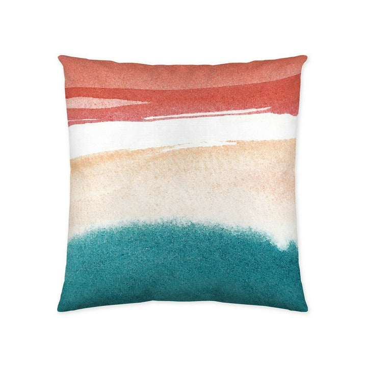 Naturals Dilara Kissenbezug mit Aquarell-Design in Rot, Beige und Türkis. Dekoratives Kissen.