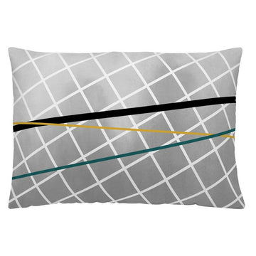 Naturals Memphis Kissenbezug (50x30 cm) mit geometrischem Karomuster und farbigen Streifen.