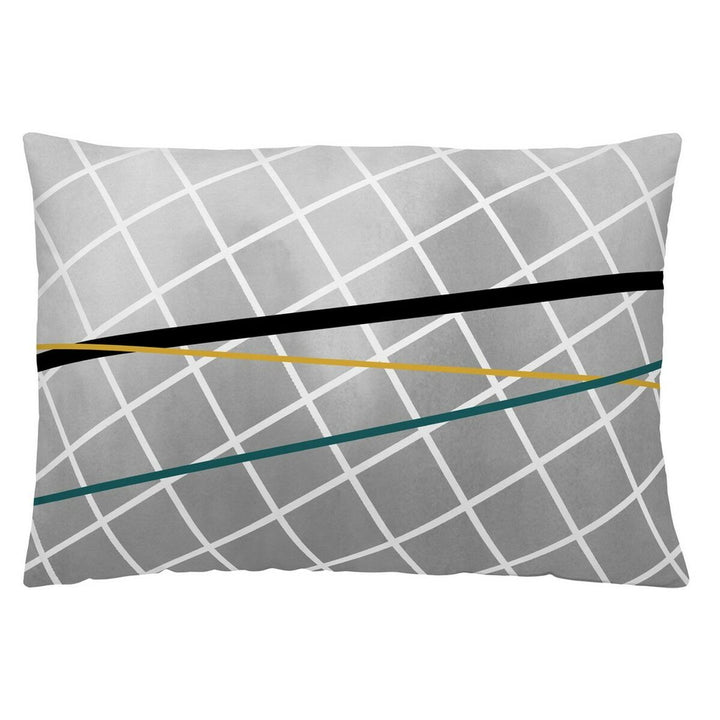 Naturals Memphis Kissenbezug (50x30 cm) mit geometrischem Karomuster und farbigen Streifen.