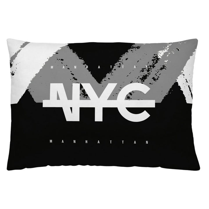 Dekorativer Kissenbezug Naturals (50x30 cm) mit NYC/Manhattan Grafikdesign in Schwarz, Weiß und Grau.