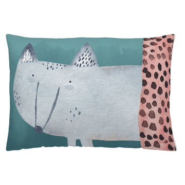 Naturals Andrew Kissenbezug mit Wolf Motiv und Muster, 50x30 cm. Dekoratives Kissen.