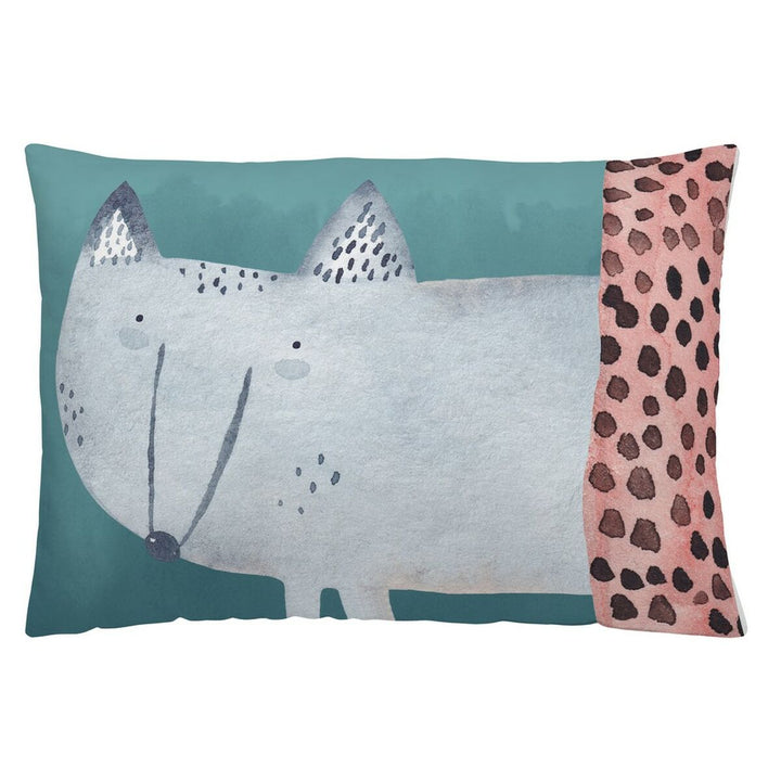 Naturals Andrew Kissenbezug mit Wolf Motiv und Muster, 50x30 cm. Dekoratives Kissen.