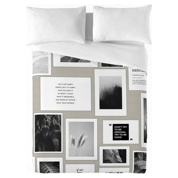 Bettdeckenbezug King Size mit Foto Collage Design. Naturals Bettwäsche mit Zitate.