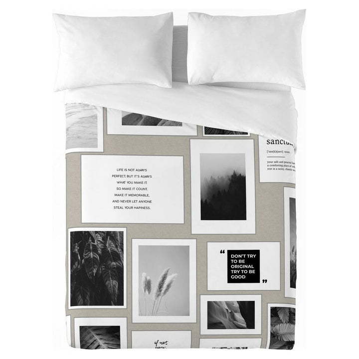 Bettdeckenbezug King Size mit Foto Collage Design. Naturals Bettwäsche mit Zitate.