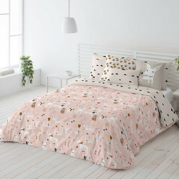 Rosa Panzup Dogs Bettdeckenbezug mit Hunde-Motiv für Doppelmatratze (240x220 cm).