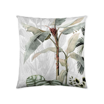 Icehome Amazonia Kissenbezug mit botanischem Druck von Bananenblättern und subtilem Muster.