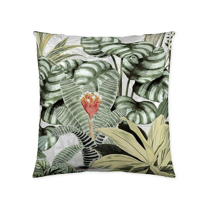 Icehome Amazonia Kissenbezug (60x60 cm) mit Dschungel Pflanzen Design in Grün und Rot.