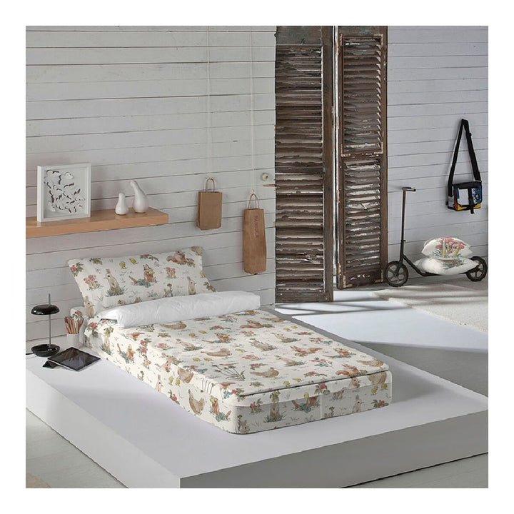 Icehome Spring Field Bettbezug mit Tiermuster. Einzelmatratze mit Blumenmuster und Kissenbezug.