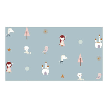 Einzelmatratze Bettwäsche-Set mit Dama Nieves Design. Märchenhafte Motive wie Prinzessin, Einhorn und Schloss.