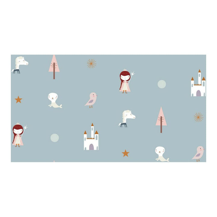 Einzelmatratze Bettwäsche-Set mit Dama Nieves Design. Märchenhafte Motive wie Prinzessin, Einhorn und Schloss.