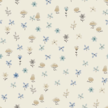 Bettdeckenbezug mit Blumen, Blättern und Pilzen. Reversibles Design.