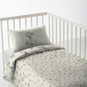Reversibler Bettbezug mit Blumenmuster und Illustrationen für Babybett.