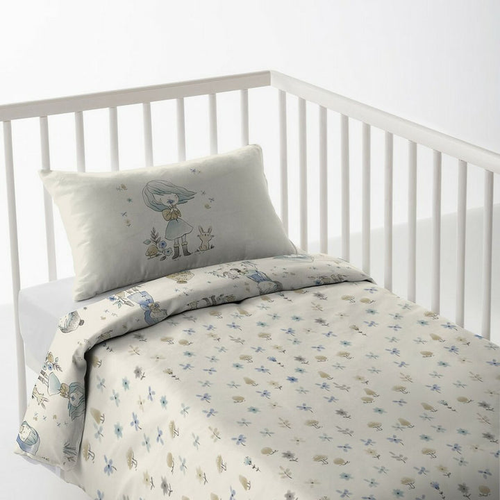 Reversibler Bettbezug mit Blumenmuster und Illustrationen für Babybett.