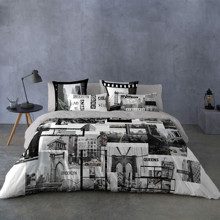 Naturals DOWNTOWN Bettdeckenbezug King Size mit New York Motiven. Brooklyn und Queens Design.
