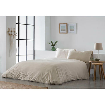 Beige Naturals ELBA Bettdeckenbezug in Doppelgröße. Schlichtes Design und natürliche Stoffoptik.
