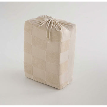 Beige Doppelmatratze Bettdeckenbezug mit Karo-Muster und Kordelzug, Naturals ELBA Textil.