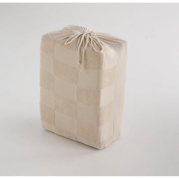 Beige Naturals ELBA Bettdeckenbezug für Doppelmatratze mit kariertem Muster und Kordelzug.
