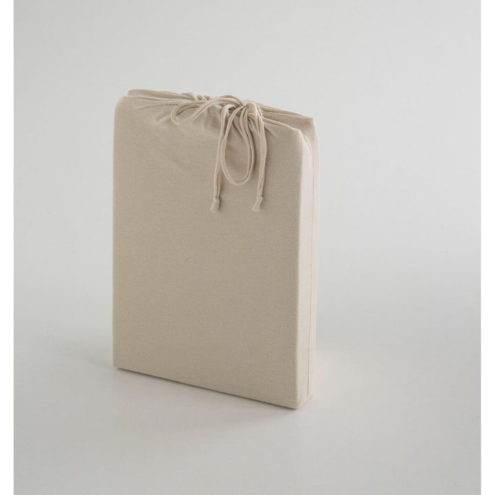 Beige Spannbetttuch ELBA: Doppelt, gefaltet und mit Band, Naturals.