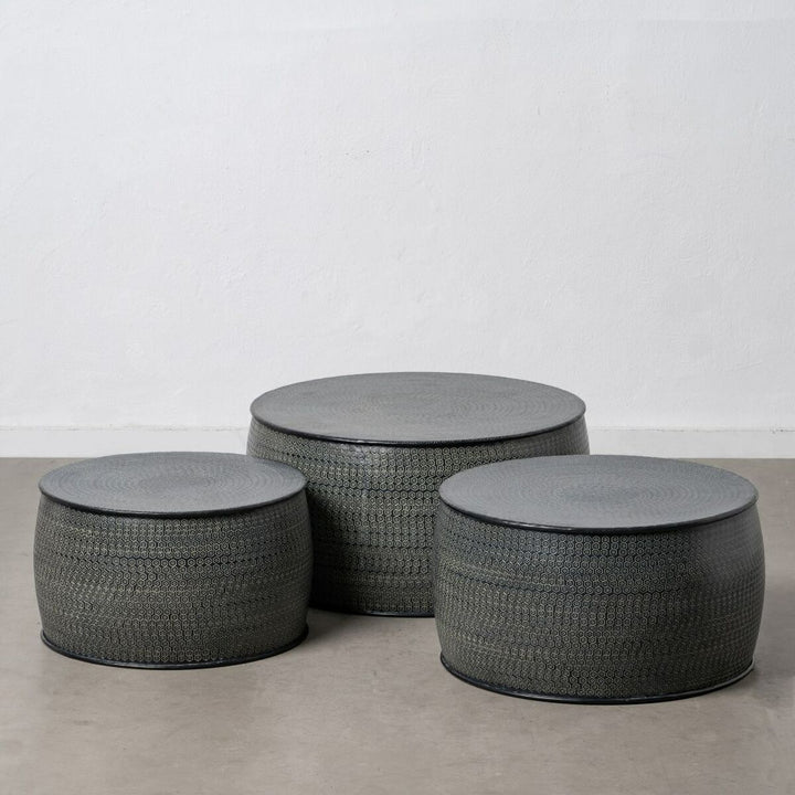 Schwarze Aluminium Beistelltische im 3er-Set - homely Family Shop