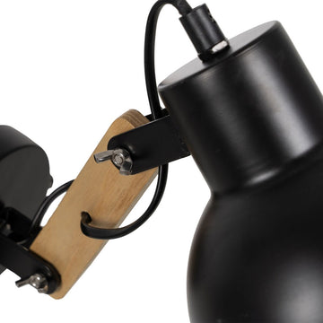 Detailaufnahme: Schwarze Wandleuchte mit Holz - homely Family Shop