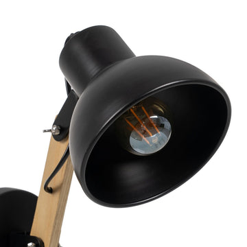 Schwarze Lampe mit Holzdetails und Eisen - Homely Family Shop