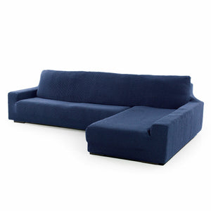 Blauer Chaiselongue Bezug für Sofaskins mit Textur und langem Arm rechts.