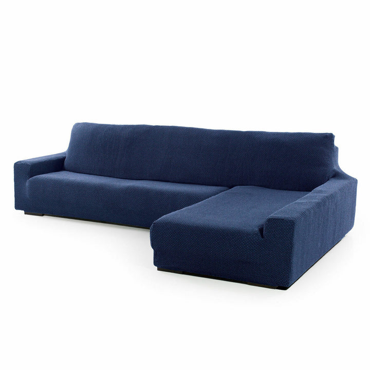 Blauer Chaiselongue Bezug für Sofaskins mit Textur und langem Arm rechts.