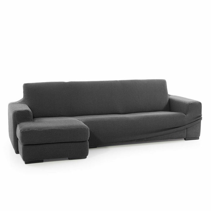 Dunkelgrauer Chaiselongue Bezug mit kurzem Arm links. Sofaskins Sofabezug mit Textur.