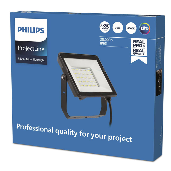 Philips ProjectLine LED Flutlicht 30W mit 2850 Lumen. Outdoor Flutlicht im Karton.