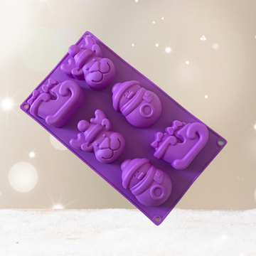 Lila Silikon Backform mit Rentier und Schneemann - homely Family Shop