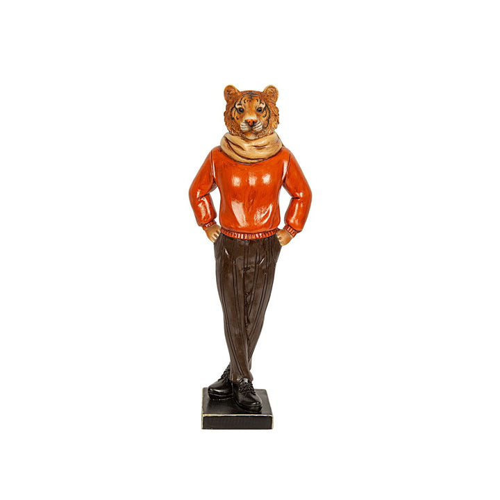 Rote Romimex Deko-Figur Tiger aus Harz, 14 x 37 x 10 cm. Blickfang mit einzigartigem Design.